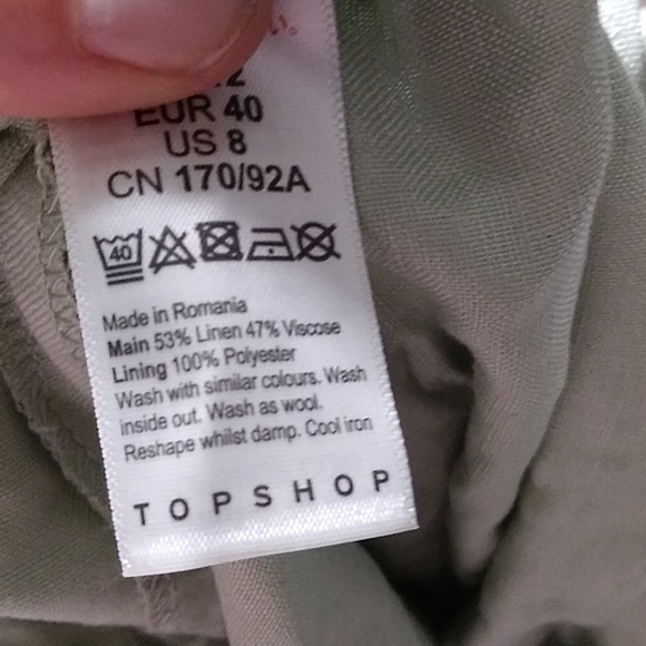 Topshop riviera‎ ruffle frill romper mint green linen belt retro size 8 - Picture 6 of 11